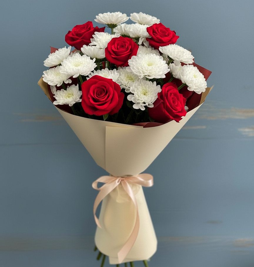 Букет цветов из: Розы и Хризантемы в Светогорске