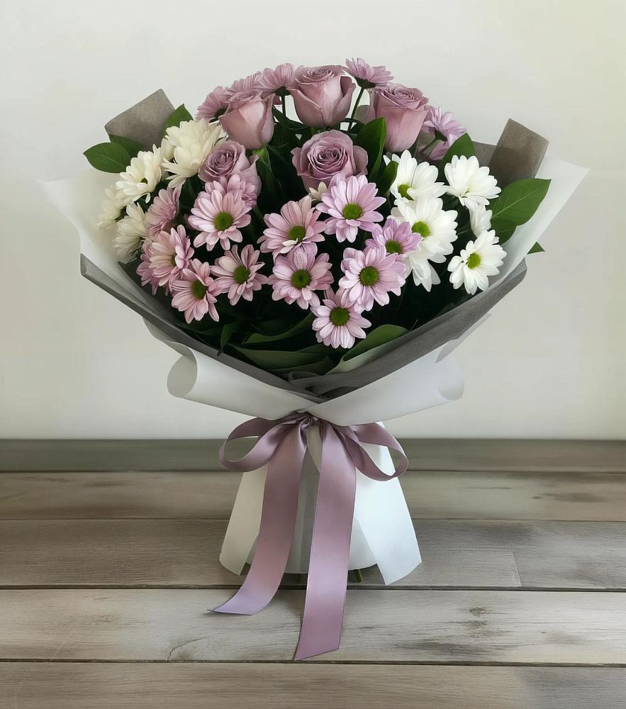 Букет цветов из: Хризантемы и Розы в Светогорске