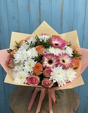 Букет цветов из:  Розы, Герберы и Хризантемы в Светогорске