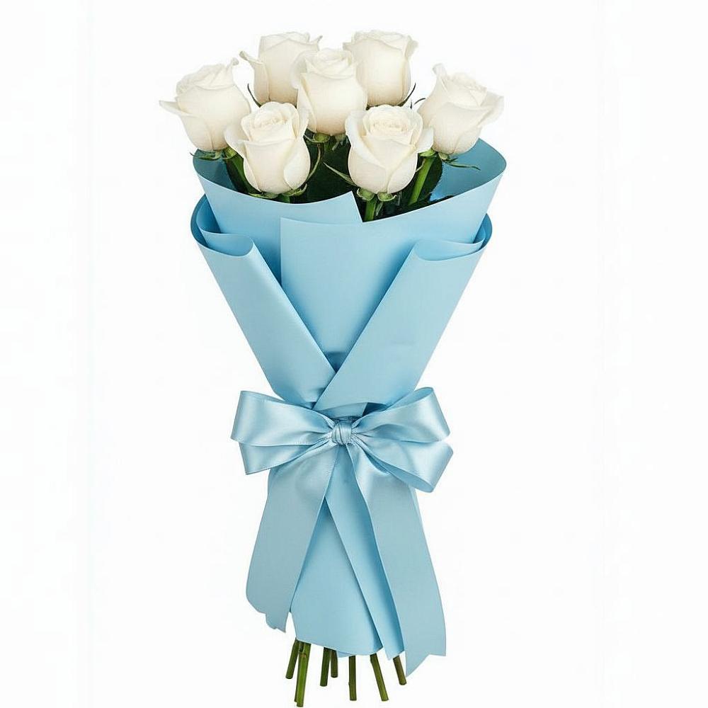 Букет 7 белых роз Проуд в Светогорске