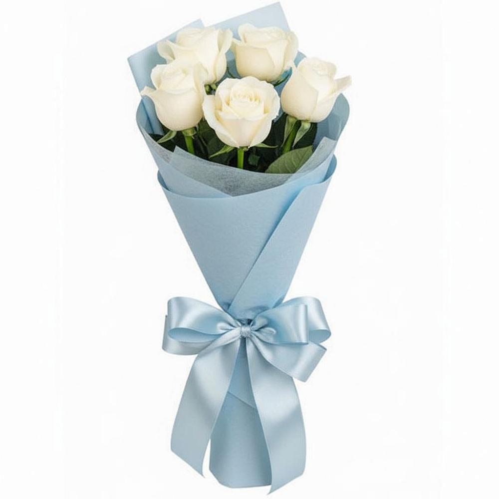 Букет 5 Белых роз Проуд в Светогорске
