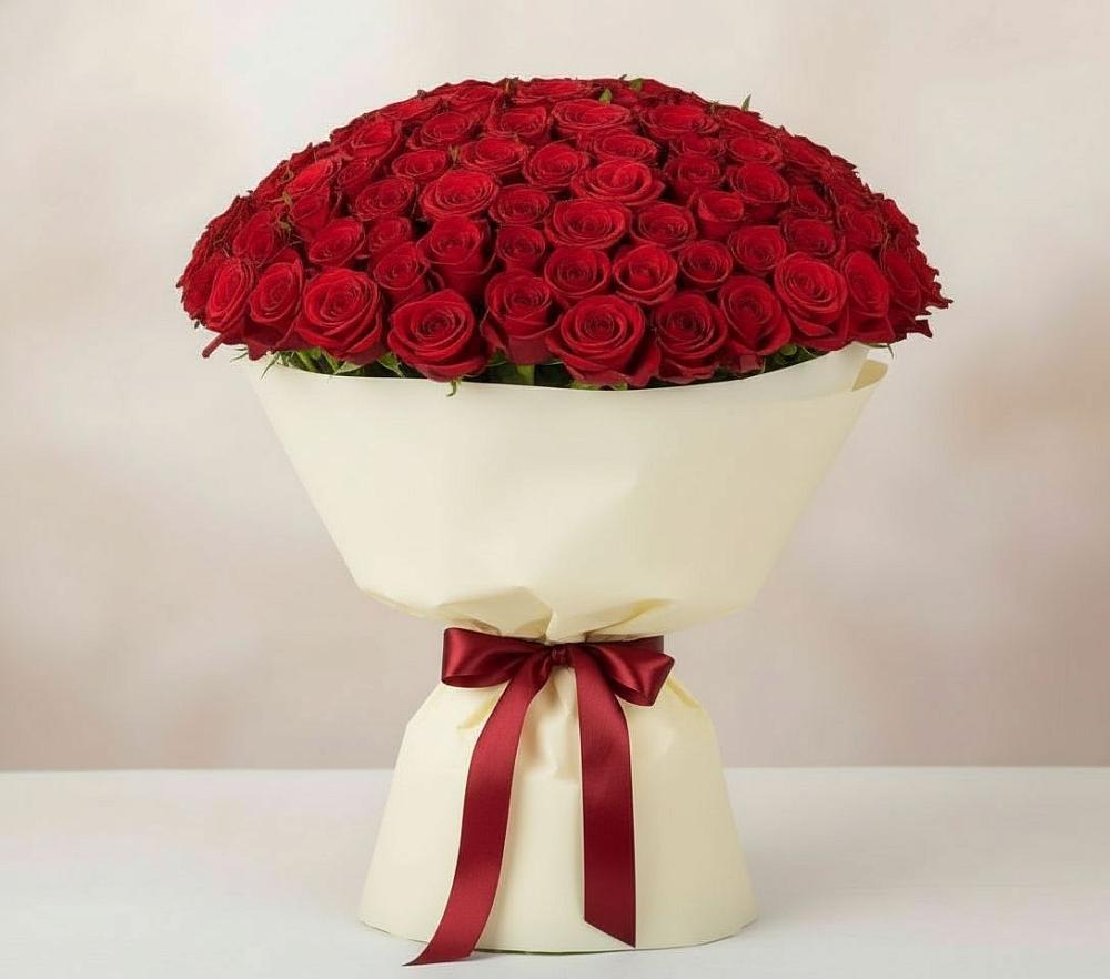 Букет 101 Красная роза Милано в Светогорске