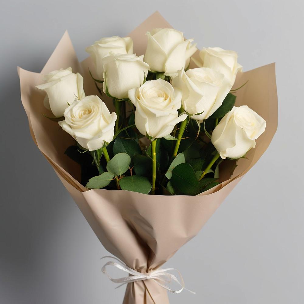 Букет 9 Белых роз Эдлесс Лав в Светогорске