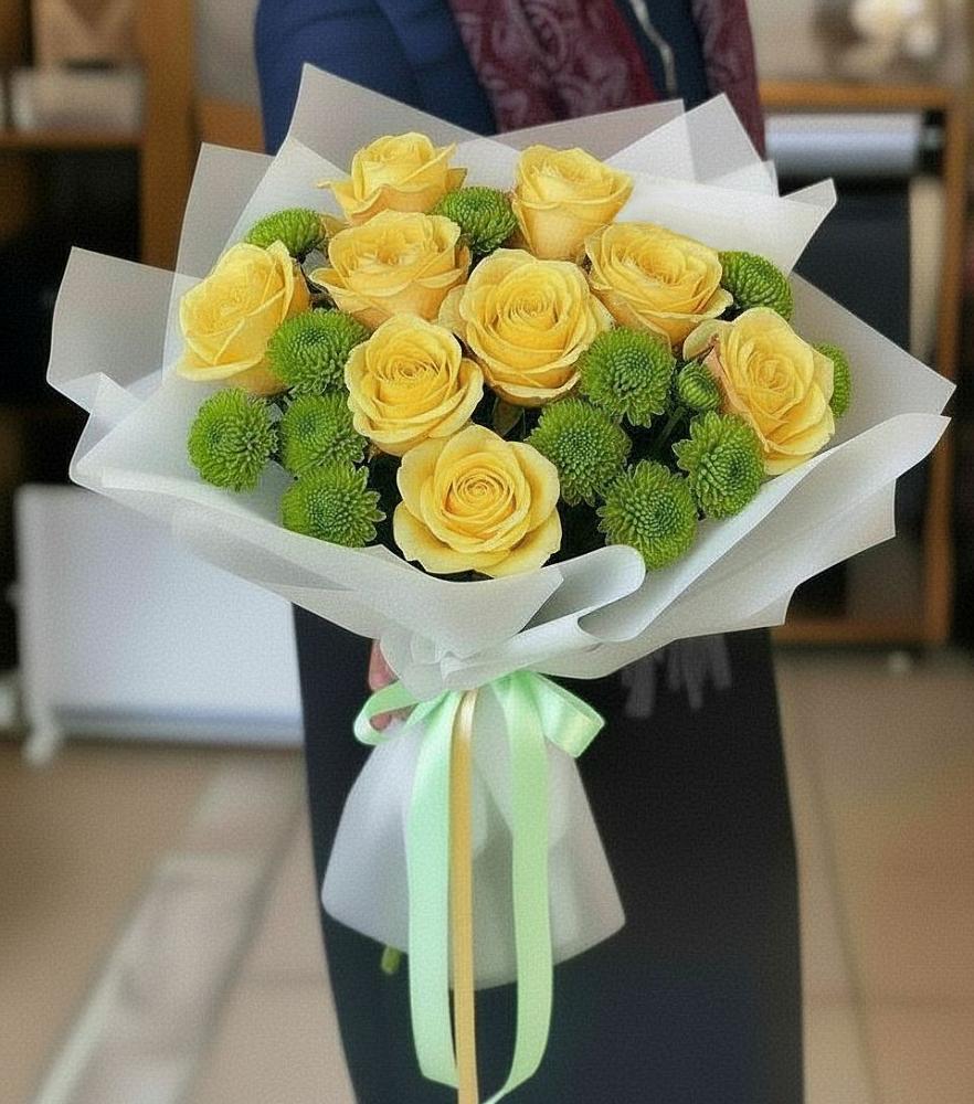 Букет цветов из: Хризантемы и Розы в Светогорске