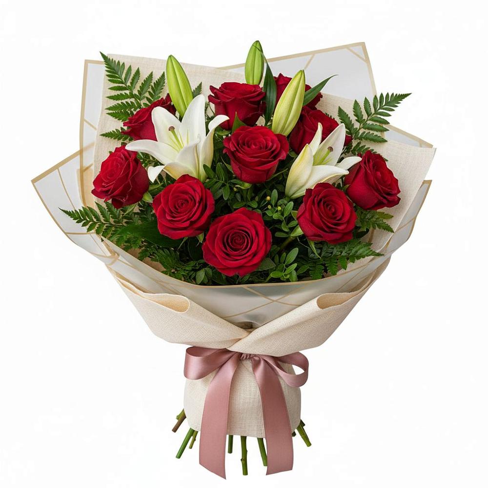 Букет цветов из: Лилии и Розы в Светогорске