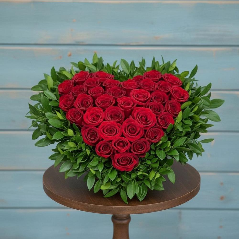 Цветочная композиция из Розы в виде сердца в Светогорске