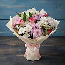 Букет цветов из:  Хризантемы, Альстромерии и Розы в Светогорске