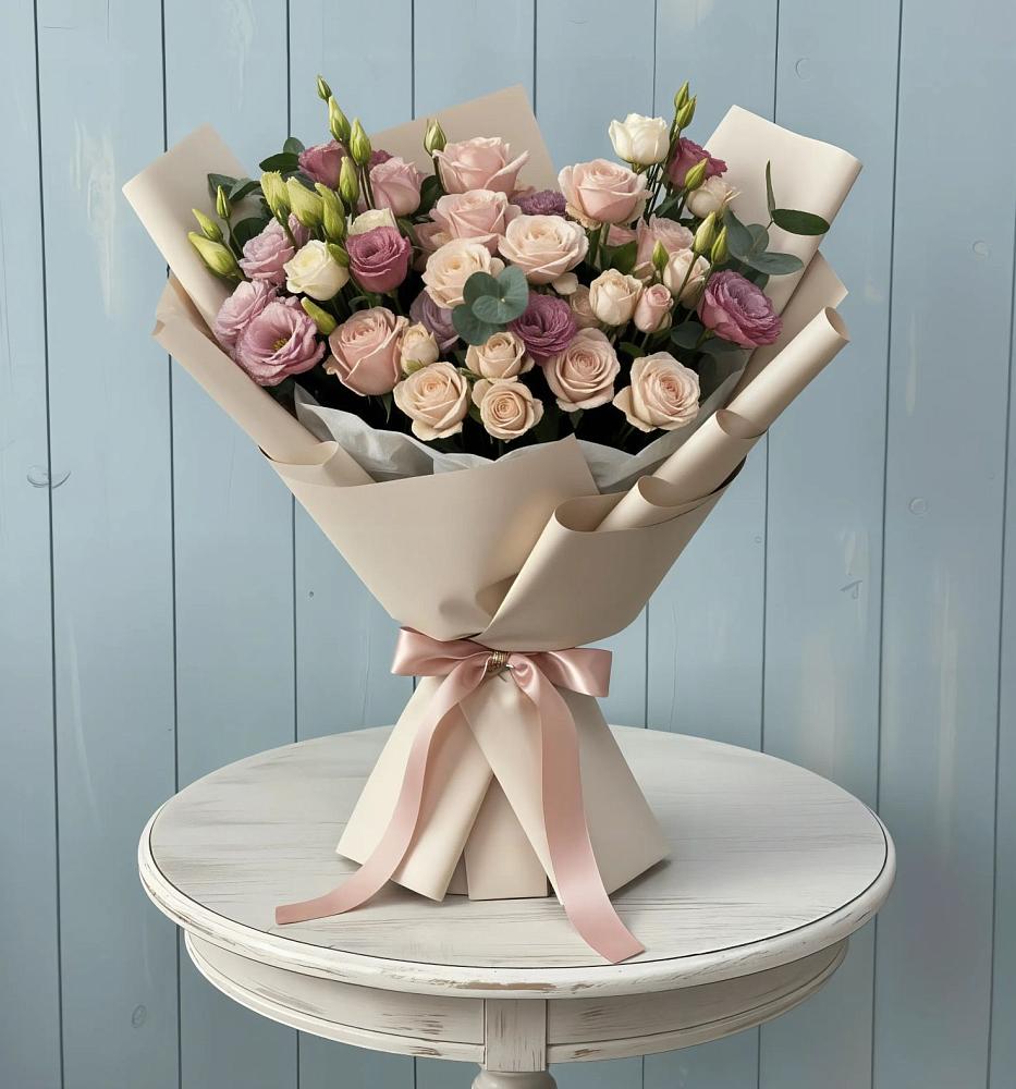 Букет цветов из: Розы и Лизиантусы в Светогорске