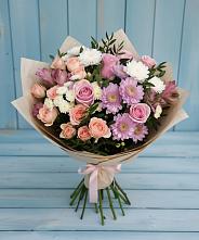 Букет цветов из:  Хризантемы, Розы и Альстромерии в Светогорске