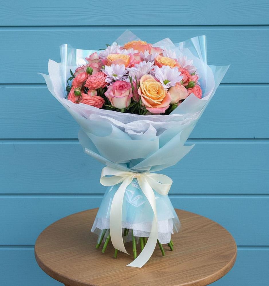 Букет цветов из: Хризантемы и Розы в Светогорске